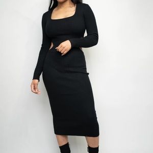 Cut Out Ribbed Sweater Dress